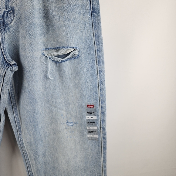 Levi's Silvertab Loose Fit Distressed Light Blue Jeans Mens Size 32x32 NWT - Picture 7 of 16